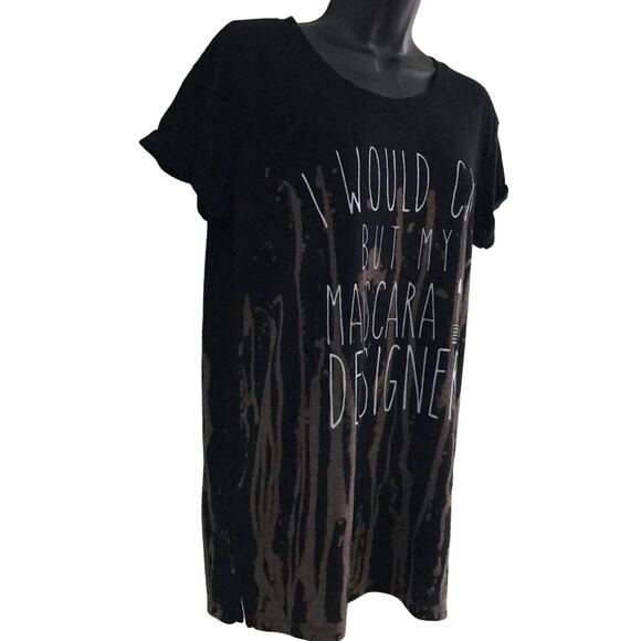 Bleach Dyed Black T Shirt, Makeup Lovers Size Med - Picture 4 of 5